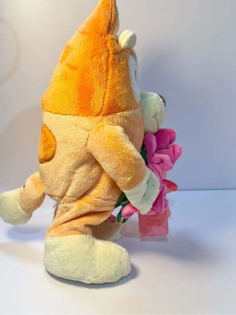 Bluey Bingo Animated Valentines Plush Stuffed Animal with Scented Floral Bouquet
